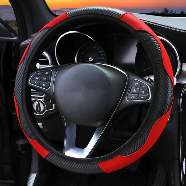 Funda para volante de coche de fibra de carbono